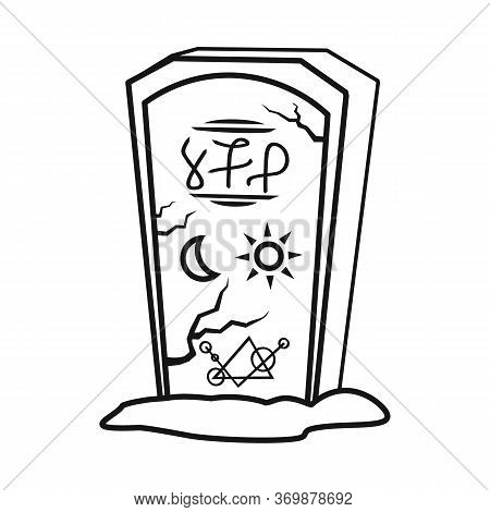 Vector Design Of Tombstone And Stone Sign. Graphic Of Tombstone And Gravestone Vector Icon For Stock