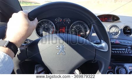 Bordeaux , Aquitaine / France - 05 10 2020 : Peugeot Rcz 308 Sport Car Interior Dashboard Steering W