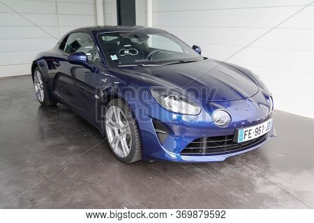 Bordeaux , Aquitaine / France - 10 23 2019 : Alpine A110 New Car Blue Modern Renault Supercar Sports