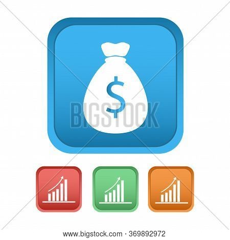 Vector Business Icons Depicting A Chart And A Set Of Capital