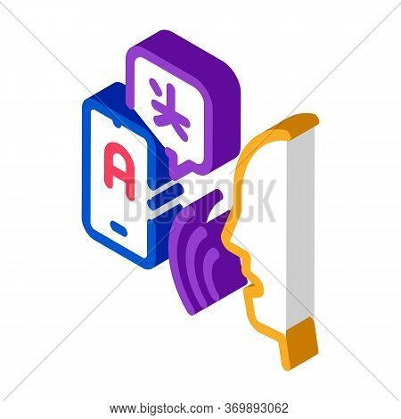 Voice Interpreter Translator Icon Vector. Isometric Human Speaking And Smartphone Interpreter Transl
