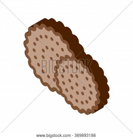 Cookies Breakfast Snack Icon Vector. Isometric Round Crispy Bakery Cookies Calorie Crunchy Dessert S