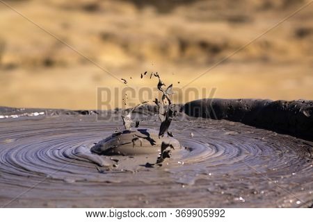 Paclele Mari Mud Volcano In Buzau, Romania. The Berca Mud Volcanoes Is A Geological And Botanical Re