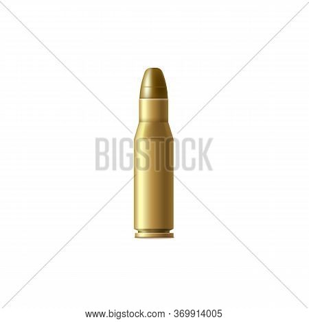 Realistic Metal Bullet Isolated On White Background
