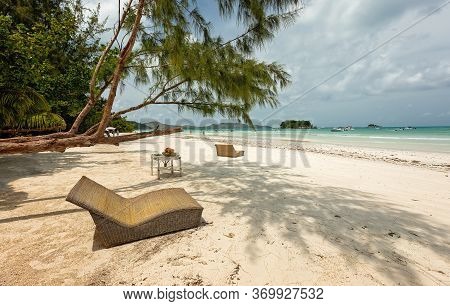 Beach Anse Volbert On Praslin Island, Seychelles