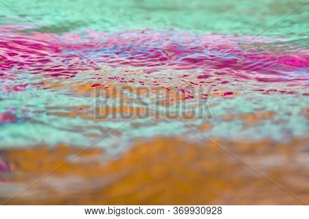 A Colourful Sunken Boat On The Water Of A Seaside River, Creating Abstract Images. This Series Was S