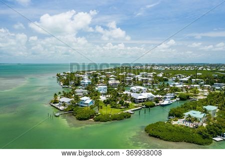 Waterfront Homes Florida Keys Stock Photo Aerials