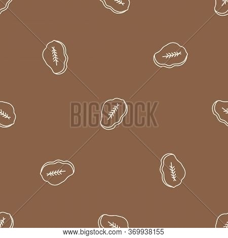 Seamless Background Plant Fossil Gender Neutral Baby Pattern. Simple Whimsical Minimal Earthy 2 Tone