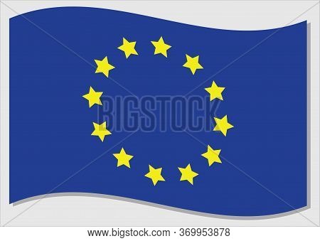 Waving Flag Of European Union Vector Graphic. Waving Eu Flag Illustration. European Union Country Fl