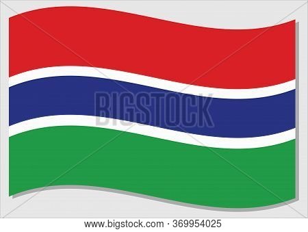 Waving Flag Of Gambia Vector Graphic. Waving Gambian Flag Illustration. Gambia Country Flag Wavin In
