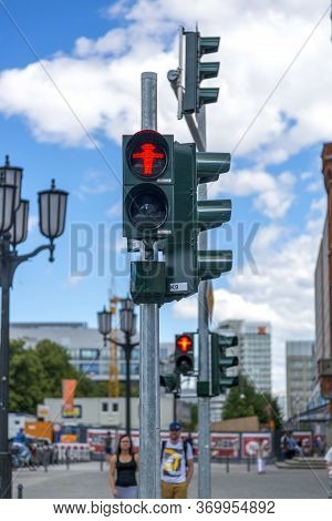 Berlin, Germany - July 01, 2018: Ampelmann Is The Symbol Shown On Pedestrian Signals In Germany