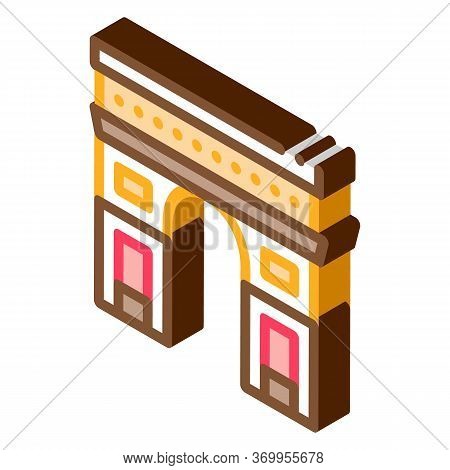 Gate Arch Saint Denis Icon Vector. Isometric Gate Arch Saint Denis Sign. Color Isolated Symbol Illus