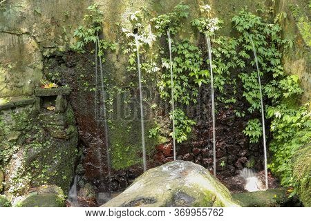 Sacred Water Springs In The Pakerisan Valley At The Tampaksiring Burial Complex. Gunung Kawi, Bali, 