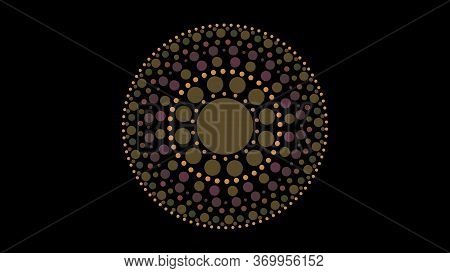 Art Dot Fade Circle And Outside Small Circle Multi Earthware Tone On Black Isolated