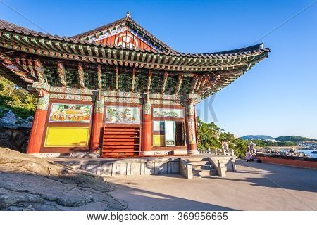 Seoul, South Korea - April 07, 2019:Seokchon lake park  and cherry blossom tree and Lotte world towe