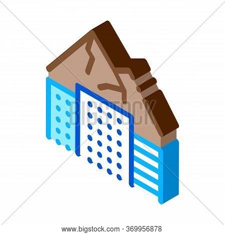High-rise Buildings Among Mountains Icon Vector. Isometric High-rise Buildings Among Mountains Sign.