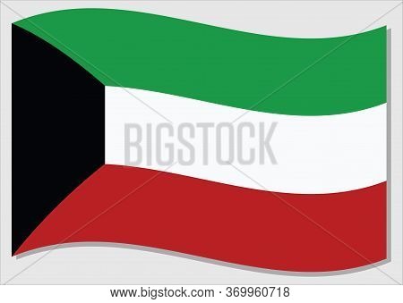 Waving Flag Of Kuwait Vector Graphic. Waving Kuwaiti Flag Illustration. Kuwait Country Flag Wavin In