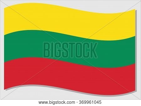 Waving Flag Of Lithuania Vector Graphic. Waving Lithuanian Flag Illustration. Lithuania Country Flag