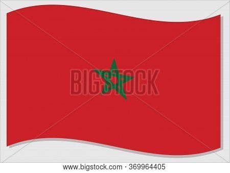 Waving Flag Of Morocco Vector Graphic. Waving Moroccan Flag Illustration. Morocco Country Flag Wavin