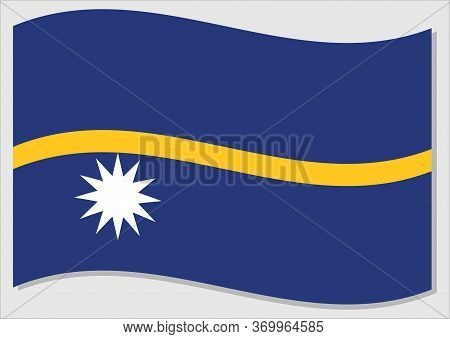 Waving Flag Of Nauru Vector Graphic. Waving Nauruan Flag Illustration. Nauru Country Flag Wavin In T