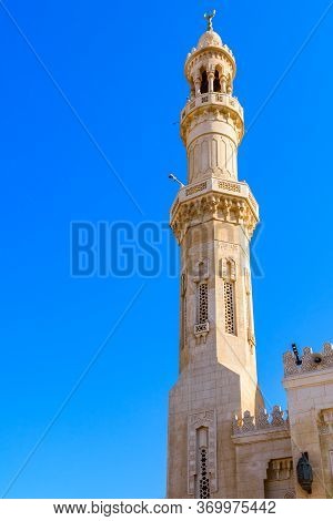 Minaret Of Central Mosque In El Dahar District Of Hurghada City, Egypt
