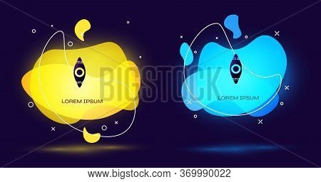 Black Kayak And Paddle Icon Isolated On Black Background. Kayak And Canoe For Fishing And Tourism. O