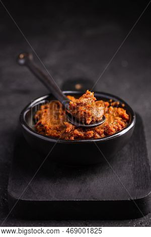 Miso Paste - Japanese Traditional Soybean Processed Foods, On Black Background