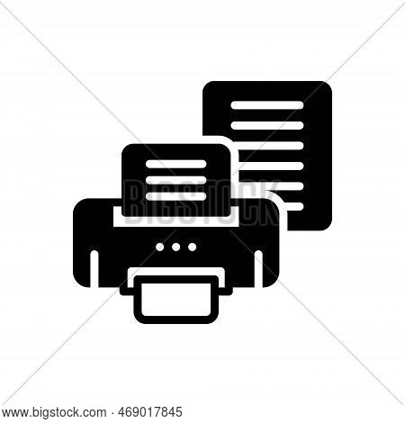 Black Solid Icon For Prints Imprint Machine Copy Printer Document Laser-jet Printout Button Page Tel