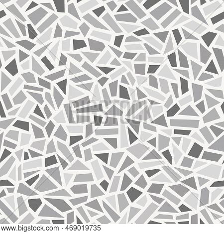 Seamless Vector Pattern. Grey Broken Vessel Mosaic, Tiles.