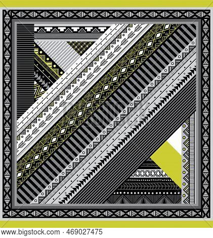 Gray Triangular Ethnic Pattern And Gray Baseline