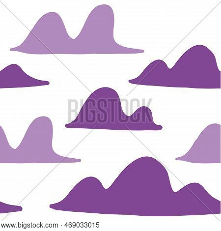 Vector Cloud Pattern. Purple Clouds. Vector Illustration On White Background In Cartoon Flat Style