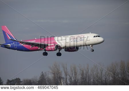 Otopeni, Romania - January 17, 2023: Wizzair Airline Plane Landing At The Henri Coanda International