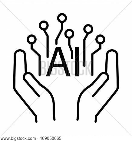 Ai, Artificial, Artificial Intelligence Vector Icon On Transparent Background. Outline Ai, Artificia