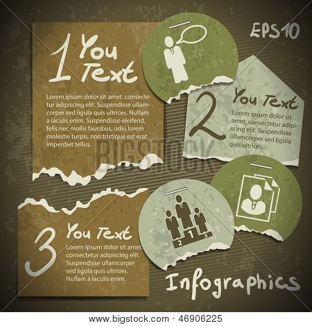 Sada infografika od roztrhané kousky papíru ve Vintage stylu Scrapbooking