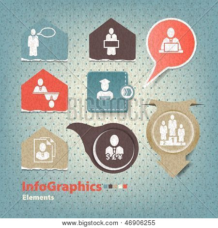 Sada prvků pro infografiky v podobě papírových prvků