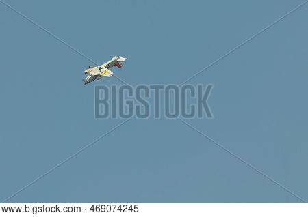 Nakhon Pathom, Thailand - January 14, 2023 : Stunt Flying, The Performance Of Aerial Feats Requiring