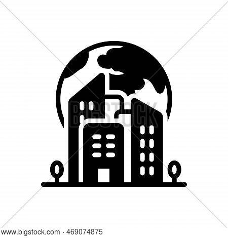 Black Solid Icon For Enterprises Earth Planet Undertaking Endeavor Venture Building Apartment Plant 