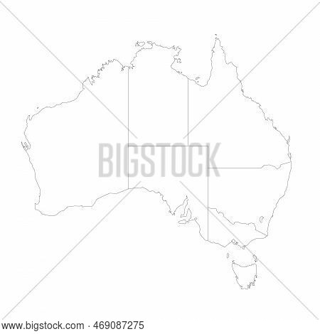 Australia Political Map Of Administrative Divisions - States And Teritorries. Blank Outline Map. Sol