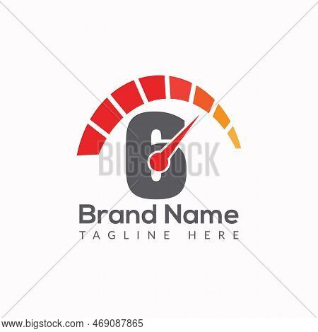 Speed Logo On Letter 6 Template. Speed On 6 Letter, Initial Speed Sign Concept