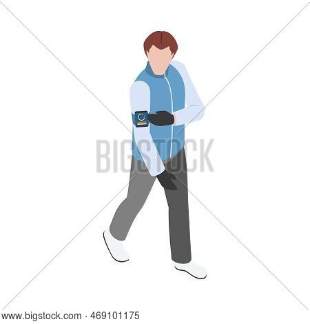 Wearable Technology Clothes Isometric Icon With Man Wearing Smart Jacket 3d Vector Illustration