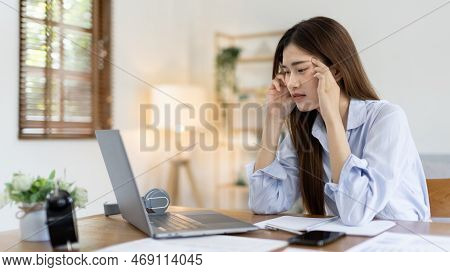 Young woman stressed or worried about doing a wrong job, Despair or disappointment, Sad feeling, Suf