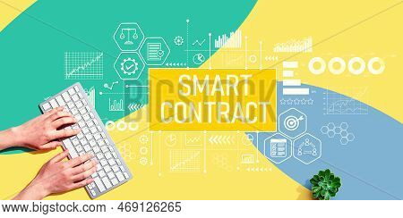Smart Contract Theme With Person Using A Computer Keyboard
