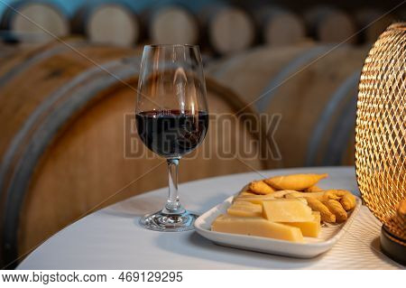 Tasting Of Rioja Wines, Visit Of Winery Cellars With French Or American Oak Barrels With Agening Red