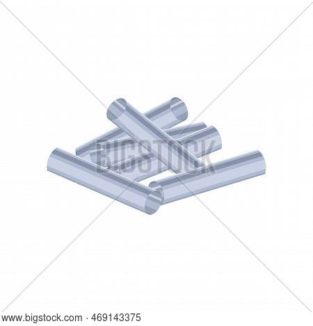 Pile Of Metal Pipes Or Tubes Vector Illustration. Pile Of Tubes Or Pipes Isolated On White Backgroun