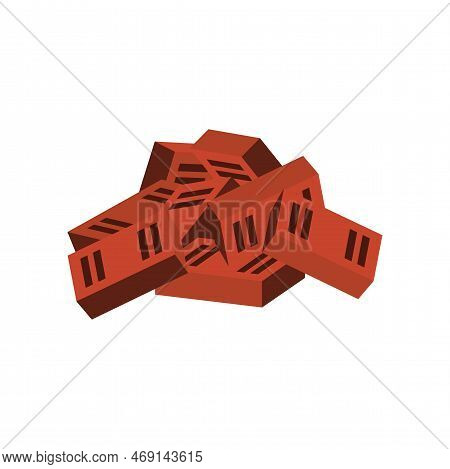 Pile Of Bricks Vector Illustration. Pile Of Bricks Isolated On White Background. Construction Concep