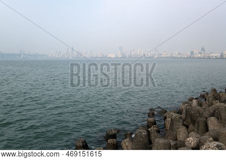 Tetrapods On Marine Drive In Mumbai, India