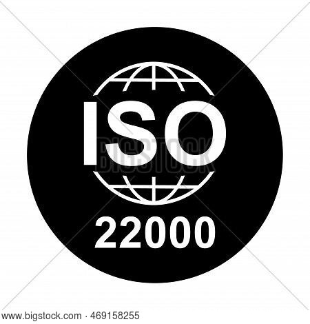 Food Management Systems. Standard Quality Symbol. Vector Button Sign Isolated On Black Background .