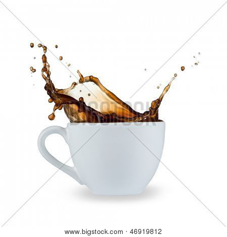 白い背景上に分離されてコーヒー スプラッシュ
