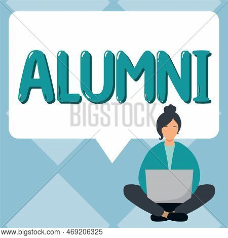Conceptual Display Alumni. Word Written On Former Pupil Or Student Especially Male One Of Particular