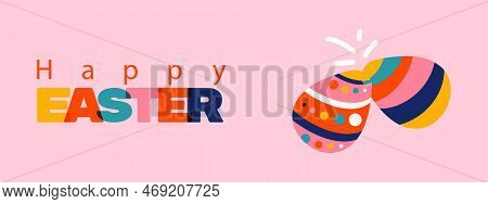 Happy Easter Vector Background With Knocking Eggs
